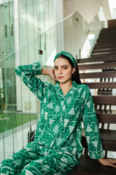 Pijama de algodón de verano informal bohemio para mujer, hecho a mano, uso diario, cómodo estampado de árbol, ligero, suave, hasta la rodilla, venta al por mayor - Product Image 2