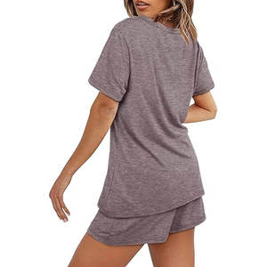 Ensemble 2 pièces pour femmes Ensembles pour femmes Hot Selling Casual Sports Short T-Shirt Shorts Fashion Letter Print Soft Home Wear Set - Product Image 5