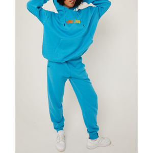 Nuevo y elegante chándal de gran tamaño de dos piezas con logotipo personalizado para mujer, venta al por mayor, chándal azul claro de manga larga con mangas largas para mujer - Product Image 4
