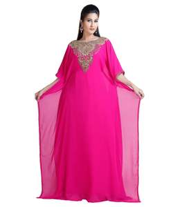 Pink georgette embroidered zari work islamic <b>kaftans</b> - Product Image 1
