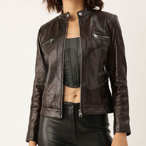 Veste en cuir sur mesure Produit populaire Veste en cuir pour femme Veste en cuir véritable imperméable - Product Image 1