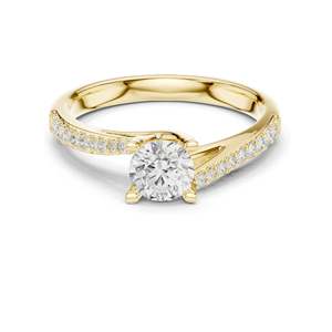 Bague de fiançailles en diamant de laboratoire rond brillant de 0,82 ct pour femme, clarté VVS-VS EF, or 18 carats, 14 carats, 10 carats et argent 925, rose - Product Image 2