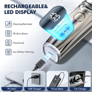 Tondeuse à barbe électrique sans fil de précision réglable avec lames ajustables pour la peau et rinçage facile, étanche, alimentée par batterie - Product Image 6
