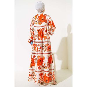 Robe à motifs avec col pompon Orange - Product Image 3