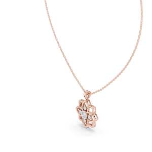 Collar con Colgante Floral de Diamante CVD EF VVS-VS de 0.45 CT, Creado en Laboratorio, Opciones de Oro de 18K, 14K, Oro Rosa, Amarillo y Blanco, Elegante - Product Image 4