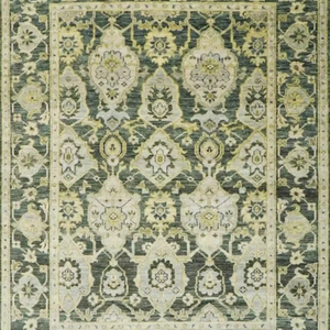 Tapis Oushak de 9x12 pieds, beige anthracite antique, fait à la main, au design turc traditionnel, taille et couleur personnalisables pour l'exercice - Product Image 1