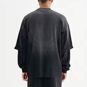 Camisetas de doble capa de alta calidad para hombre, ropa de verano, Color personalizado, 100% algodón, camiseta de doble capa para hombre - Product Image 4