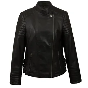 Chaqueta de motorista de cuero de estilo tradicional, chaqueta de motocicleta de cuero para mujer, chaqueta de cuero para mujer - Product Image 2