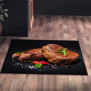 Tapis imprimé Steak aux épices, Tapis doux à poils, Tapis décoratif Steak - Product Image 4