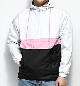 Hot Custom Blank 100% Polyester Half Zip Color Block Hooded Waterproof High Street Style <b>Mens</b> <b>Pullover</b> Windbreaker <b>Jackets</b> - Product Image 1