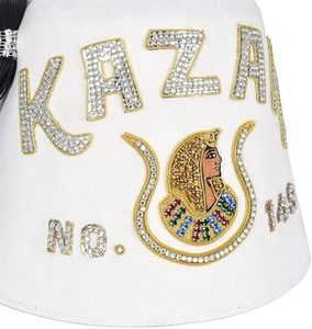 Nouvel Arrivage Chapeau Fez DOI PHA – Couleur Personnalisée, Double Rangée de Strass, Broderie à la Main, Feutre/Velours, Régalia Maçonnique, Personnalisation OEM - Product Image 2