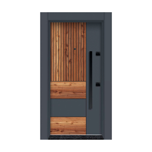 Puerta de Seguridad Exterior Moderna de Acero Gris de Lujo con Manija de Acero Inoxidable, Diseño Impermeable y Antirrobo - Product Image 3