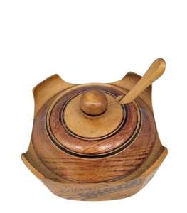 High Quality Handmade Wooden <b>Sugar</b> <b>Bowl</b> with Lid Exclusive New Look for Dry Fruits & Nuts Household Food Storage Table Top Use - Product Image 1