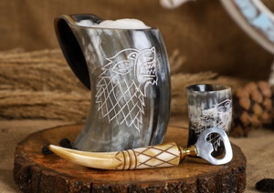 Gobelet en corne de buffle de meilleure qualité fait à la main conception personnalisable accessoires de bar écologiques Viking corne de boeuf tasses accessoires - Product Image 3
