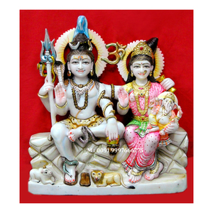 Nueva y Atractiva Estatua de Shiva Parivar en Posición Sentada, Hecha a Mano con Mármol Blanco, Ideal para Templos y Uso Religioso - Product Image 1
