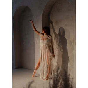 Vestido de Novia Boho Moderno para Playa, Estilo Sencillo en Línea A, Inspirado en Diosa Griega, Cintura Natural, Perlas, Materiales Personalizables, Largo hasta el Suelo para Novias - Product Image 2