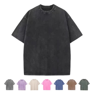 Camisetas lavadas Vintage de 240g-300g, camisetas de Hip Hop de gran tamaño, ropa de calle de manga corta negra para hombres/mujeres, camisetas 100% algodón - Product Image 3