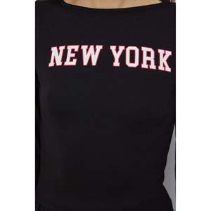 Camiseta Informal de Algodón Estampada para Mujer, Transpirable, Corta, con Decoraciones de Letras y Rayas de Diamantes, Talla Grande XS-XXS para Verano - Product Image 4