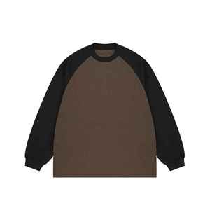Camiseta de Manga Larga para Hombre, Estilo Moderno, Primavera, Nuevo Diseño, Manga Raglán con Contraste Intenso, 265g, Diseño Liso, 100% Algodón - Product Image 1