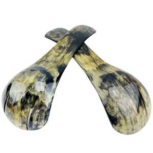 Cuillères de service à salade en agate faites à la main de meilleure qualité, polies miroir avec longue poignée en corne de buffle pour une utilisation élégante sur la table - Product Image 1
