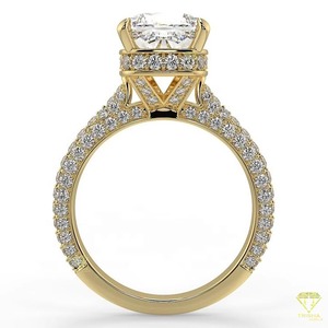 Export Quality Designer Gold Plated <b>Cushion</b> Cut Lab Grown Diamond Ring Fine Jewelry With Modern Halo Setting - Product Image 4