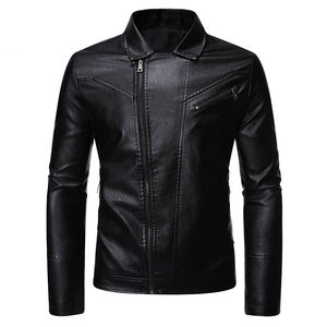 Blouson de moto en cuir PU de haute qualité, respirant et imperméable pour homme, personnalisable, col montant, coupe-vent, vêtement de sport - Product Image 5