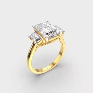 Nouveau à la mode 10k taille émeraude laboratoire cultivé diamant bague de fiançailles 14k or massif pour maman cadeaux de fête des femmes - Product Image 4