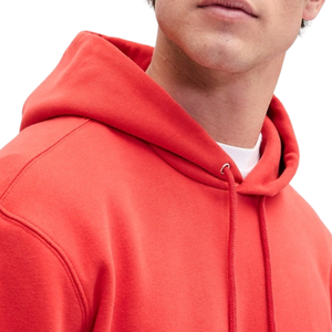 Sudadera con capucha roja Lisa para hombre, ropa de calle, jersey de gran tamaño, sudadera de lana, Top informal con capucha, trajes de moda de invierno cálidos de algodón suave - Product Image 6