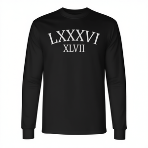 T-Shirt Elegante a Maniche Lunghe con Numeri Romani 86 47 Anti-Trump LXXXVI XLVII, Prodotto Promozionale dal Design Alla Moda - Product Image 3