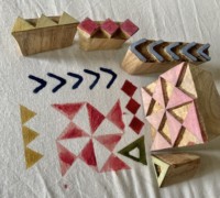 Blok Cetak Tangan Kayu Geometris |   Stempel Kayu Ukiran Tangan India untuk Kain, Tanah Liat