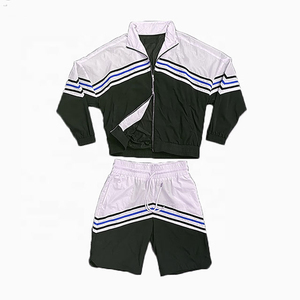 Cortavientos personalizado para hombre a prueba de viento 2 piezas conjunto corto nuevo estilo deportivo cremallera bloque de color transpirable de talla grande trajes de cortavientos - Product Image 5