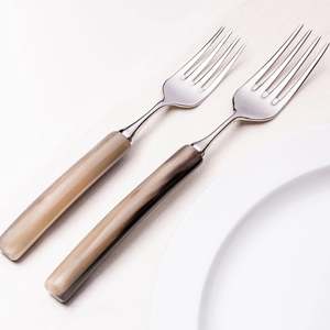 ชุดช้อนส้อมมีดสแตนเลสชุดช้อนส้อมมีดด้ามจับเขาควายใช้ซ้ำได้ - Product Image 3