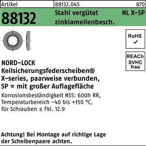 Arandelas R 88132 NLX 10 SP de Zinc Templado en Hojuelas, 200 Unidades de NORD-LOCK - Product Image 1