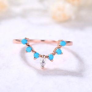 เครื่องประดับที่ดีแหวนทอง14K แสนสวยเจ้าหญิงนิทราอาริโซน่าเทอร์ควอยซ์หรูหราดีไซน์ใหม่แหวนประดับเพชร - Product Image 2