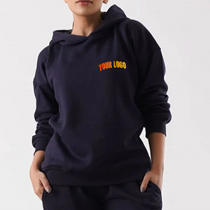 Sudadera con Capucha Larga de Felpa de Alta Calidad, Estilo Urbano, Cuello Alto, Tejida, Personalizable, de Algodón, para Mujer - Product Image 4