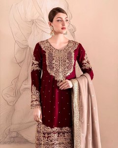 Conjunto Tradicional Étnico Indio Pakistaní Salwar Kameez Gharara Punjabi Sharara para Mujer con Bordado Intenso Estilo Bollywood Verano - Product Image 2