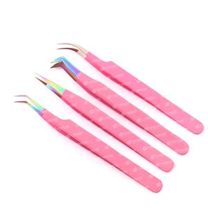 Pinzas para pestañas de etiqueta privada de Venta caliente, Punta espolvoreada, agarre de diamante, Punta Blanca, pinzas para pestañas doradas, pinzas de acero inoxidable - Product Image 4