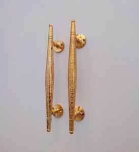 มือจับประตูทองเหลืองขัดเงา งานแฮนด์เมด ลายดอกไม้ หลายสี สำหรับตกแต่งประตูบ้าน โรงแรม ร้านอาหาร สำนักงาน - Product Image 3