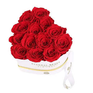 Chelsea Eternal Rose Gift Box White in Scarlet Square Natural Preserved Flower Jewelry Box for Valentine's Day Mother's Day - Product Image 1