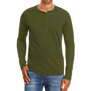 Printemps Vêtements Slim Fit Bouton Pull T-Shirt Top Hommes à Manches Longues Coton Mixte Spandex Couleur Solide Personnalisé Famille T-Shirt - Product Image 1