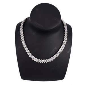 Cadena Cubana de Oro Sólido de 14K de 10MM con Diamantes, Collares de Diamantes Premium - Product Image 3