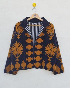 Veste en velours brodée de fleurs bohèmes, col mandarin, manches longues, grande taille, vêtements décontractés d'automne pour adultes - Product Image 4