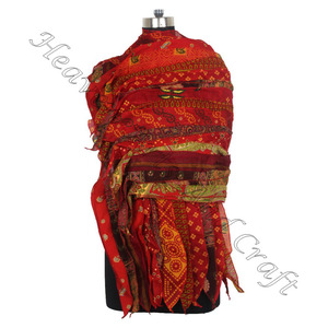 Recycled Silk Sari 15 Strips Designer Handmade Scarves Stole <b>Shawls</b> SC531 Fine Silk Wholesale Recycled Vintage Sari Female Scarf - Product Image 1