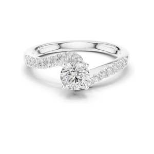 Bague de fiançailles en diamant de laboratoire rond brillant de 0,846 CT pour femmes, clarté VVS-VS EF, or 18 carats, 14 carats, 10 carats et argent 925, rose - Product Image 2