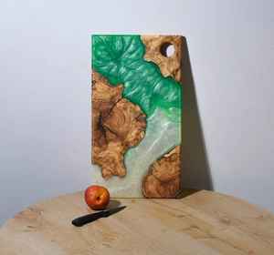 Planche à découper ronde en bois et résine, design exclusif, durable, passe au lave-vaisselle, vente en promotion - Product Image 5