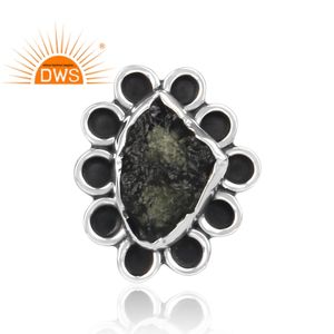 Mejor Venta de plata esterlina natural en bruto moldavita piedra preciosa anillo apilable joyería fabricante - Product Image 2