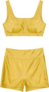 Conjunto de gimnasio de dos piezas, Sujetador deportivo cruzado frontal y pantalones cortos de motorista, ropa activa corta para correr y Yoga, venta al por mayor - Product Image 4