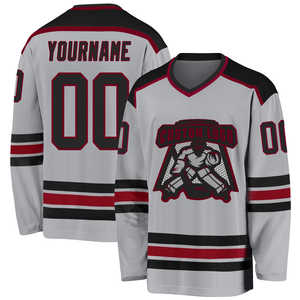 Maillot de Hockey sur glace personnalisé cousu nom et numéro maillots de crosse vierge à manches longues pratique vêtements de Hockey unisexe - Product Image 1