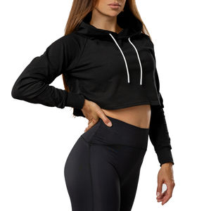 Hauts à capuche en coton de haute qualité pour femmes 2026, respirants, avec logo et design personnalisés, hauts à capuche courts personnalisés pour femmes - Product Image 1