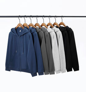 Vente chaude Conception 100% Polyester Hommes Full Zip Up Hoodies Logo Personnalisé Blanc Plain Hiver Zipper Hoodie Hommes - Product Image 4